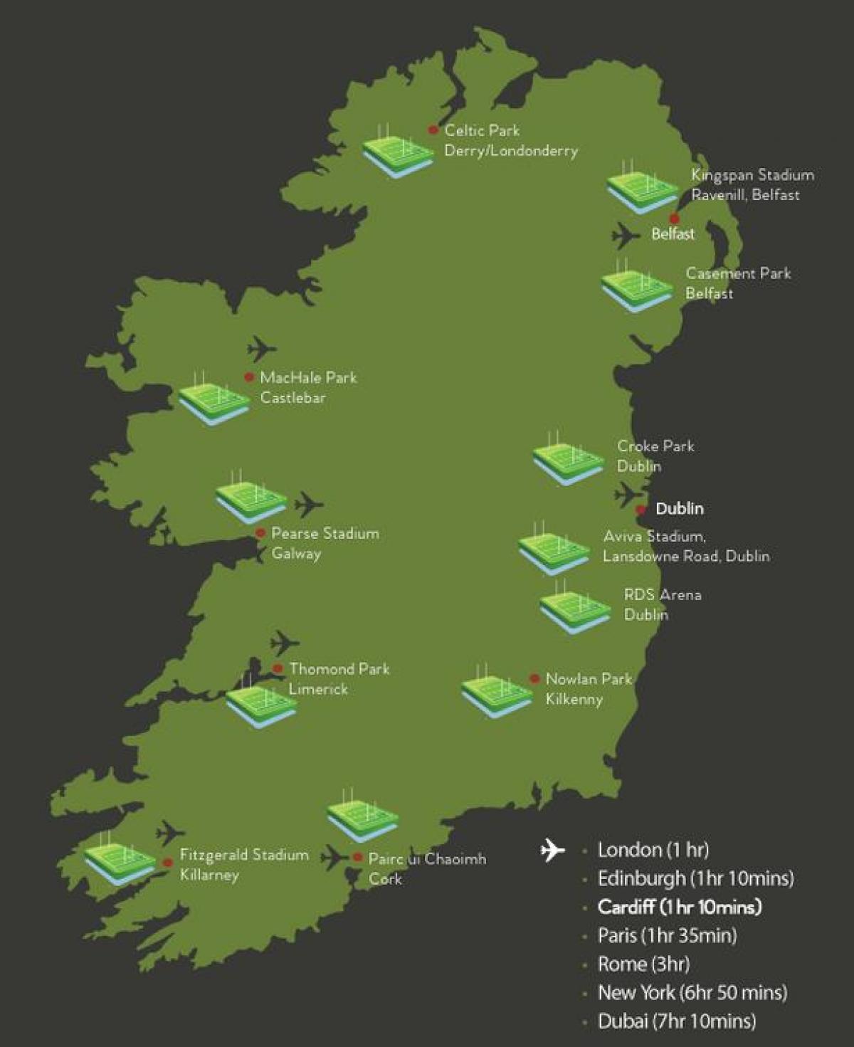 stadi mappa dell'Irlanda