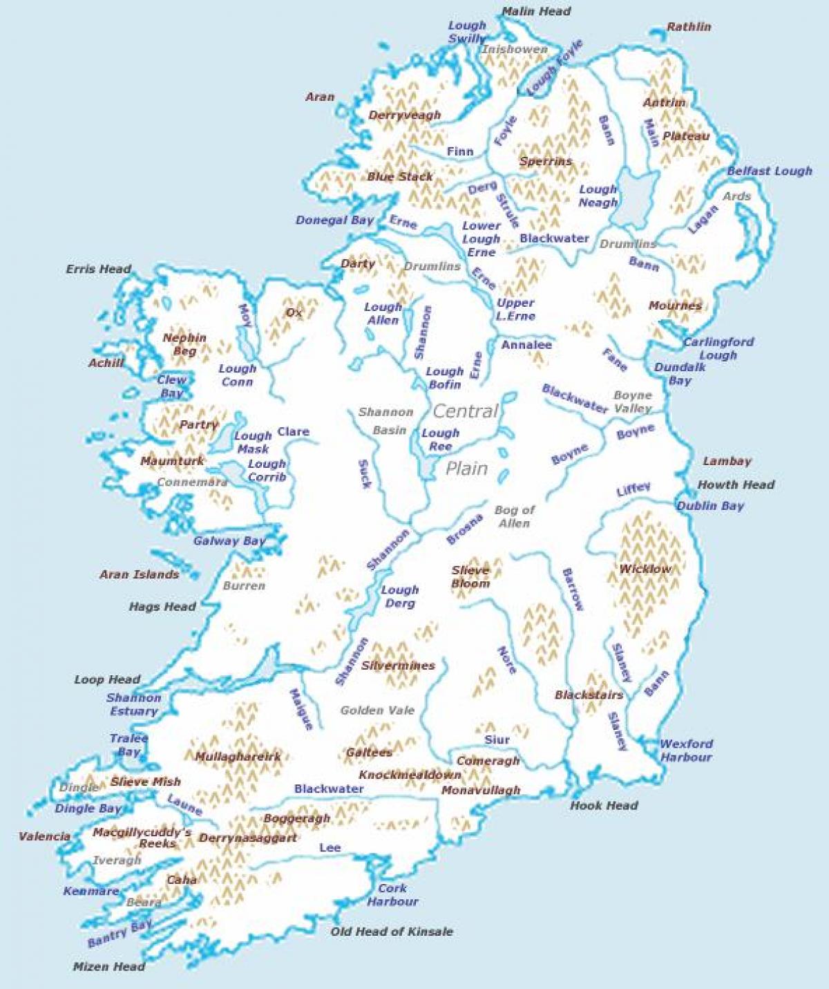Fiumi in Irlanda mappa